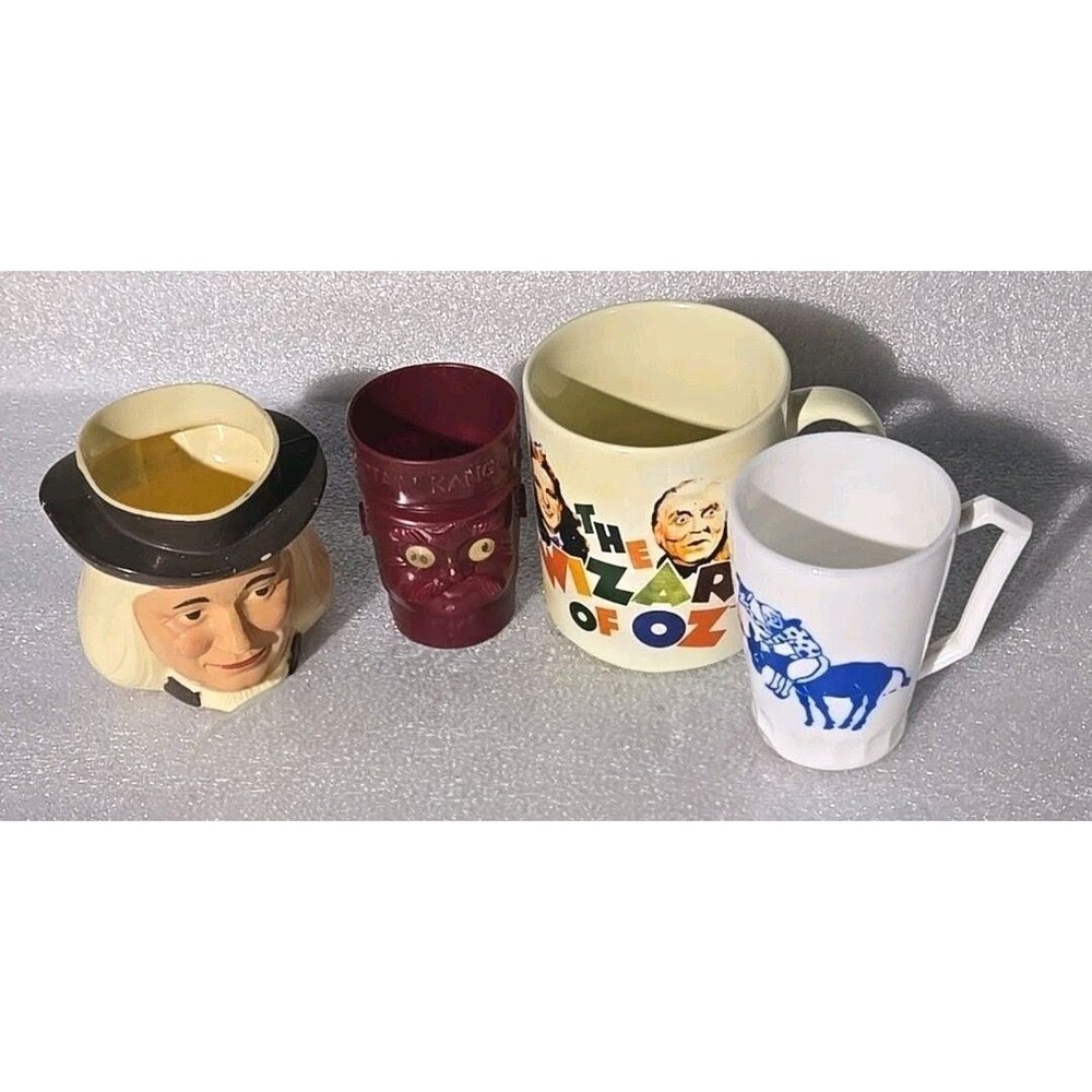 Captain Kangaroo Quaker Oats, Milk Glass, Wizard Oz, Vintage Children's Cup Lot
